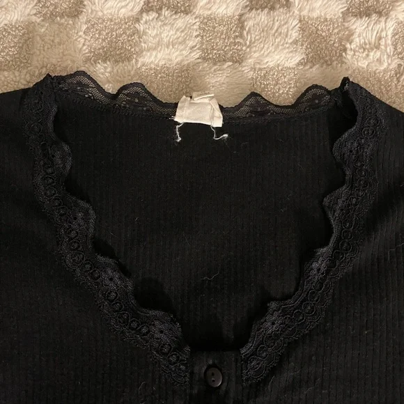 Caution To The Wind Black Lace Button-Up - Picture 5 of 5